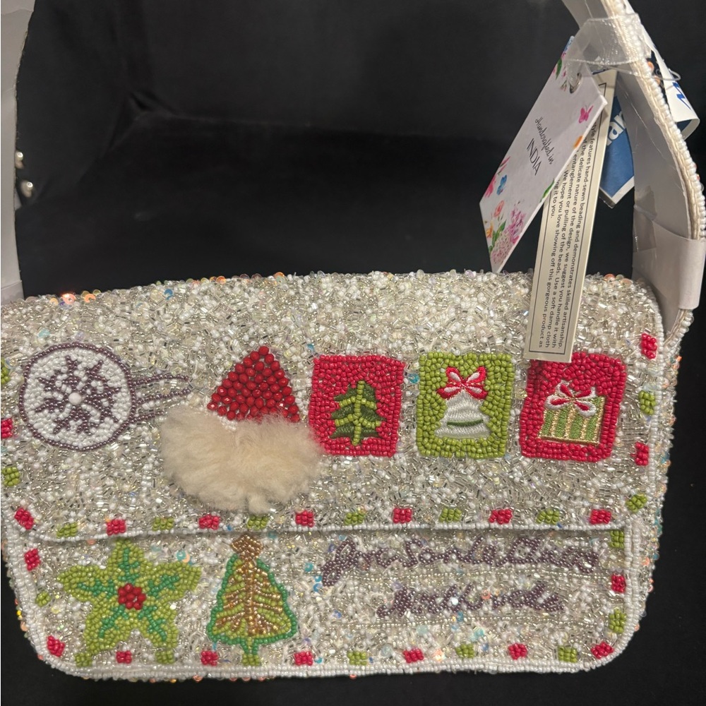 Viral beaded Christmas handbag